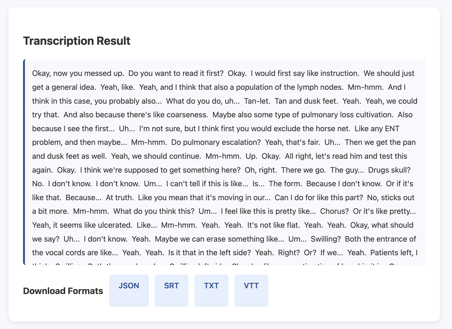Transcription Results Example
